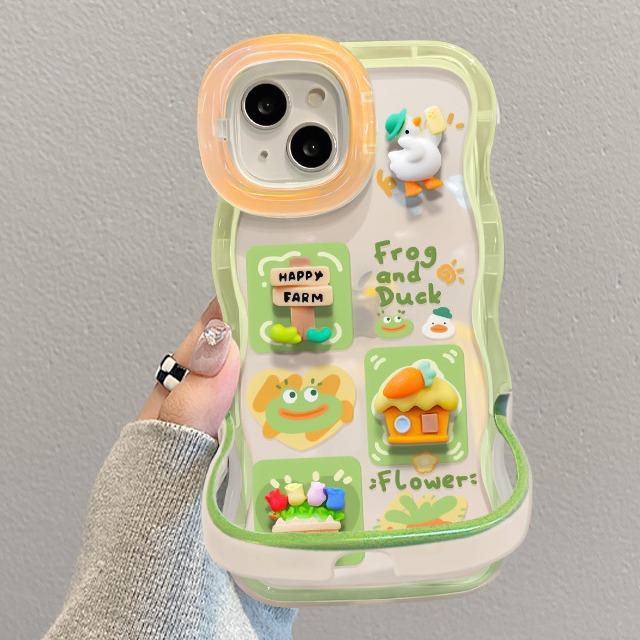 

Подходит для Apple 15 Чехол для мобильного телефона iPhone 14 Лягушка Утка Кукла 13 Волнистый край Невидимый двойной кронштейн 12 Прозрачный iphone 15 promax
