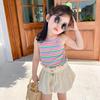 Baby Girls Summer Vest Sleeveless Cute Rainbow Striped Shirt Fashion Girl T-shirt
