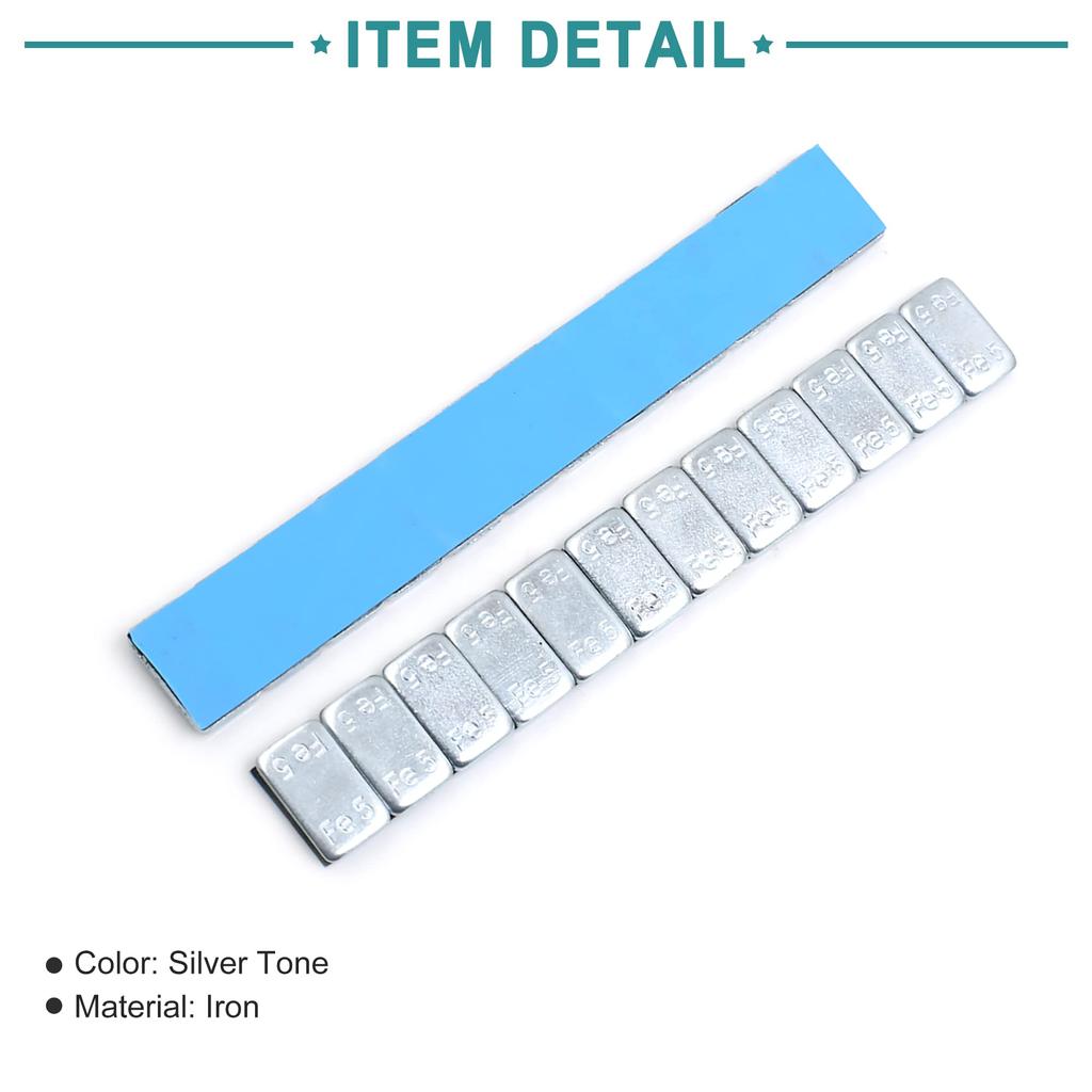 ACROPIX 5 Pcs Self Adhesive 140x19mm Universal 60g Silver Tone Wheel Balance Weight Strips