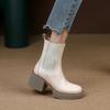 Qirui shoes Thick-soled Chelsea boots, leather inside and outside, simple and elegant