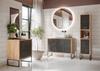 80x70cm standing cabinet on metal legs, black laminated board, Fiora