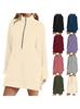 Autumn/Winter 2026 Women's Mid-Length Half-Zip Side Slit Casual Hoodie
