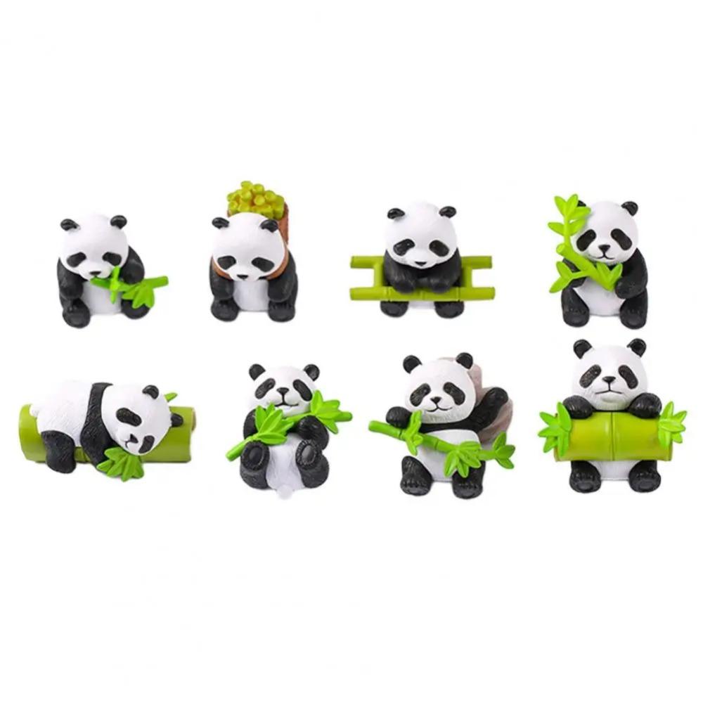 Panda Collectible Toy Bamboo Panda Figurine Set Resin Toy Model Sculptures for Cake Toppers Desktop Ornaments Festival Gifts 8