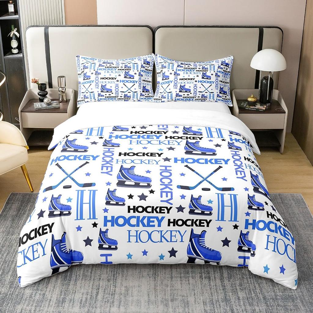Ice Skating Duvet Cover Set For Kids Teens Queen Size Lightweight Down Quilt Covers 2 Pillowcases 1 Comforter Cover No Comforter