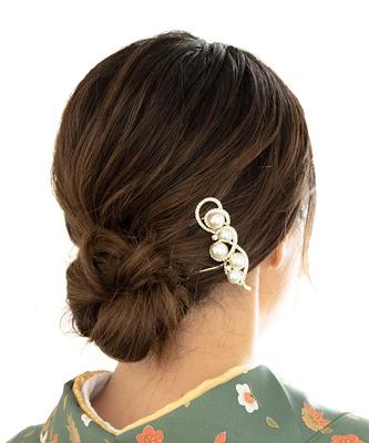 Hairpin Modern Japanese Clothes Western Clothes Crystal Beads Fake Pearl Dress For Japanese Use C 5 Strands Pearl X Gold (Soubien) (kaz7345tw)