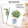 KSDUT Chinoiserie Vase Wall Art Decor Set of 4 - Lemon Tree Bows Artwork Poster Prints Blue and White Coquette Preppy Trendy Wall Decor for Home