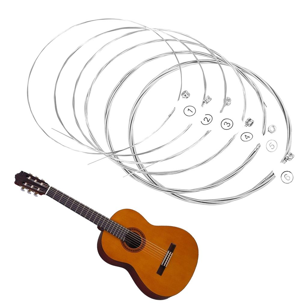 6 Stück Klassische Saiten Folk Gitarre 6 Saiten Ersatz Set .028-.043 Nylonkern Akustikgitarrensaiten für Gitarre