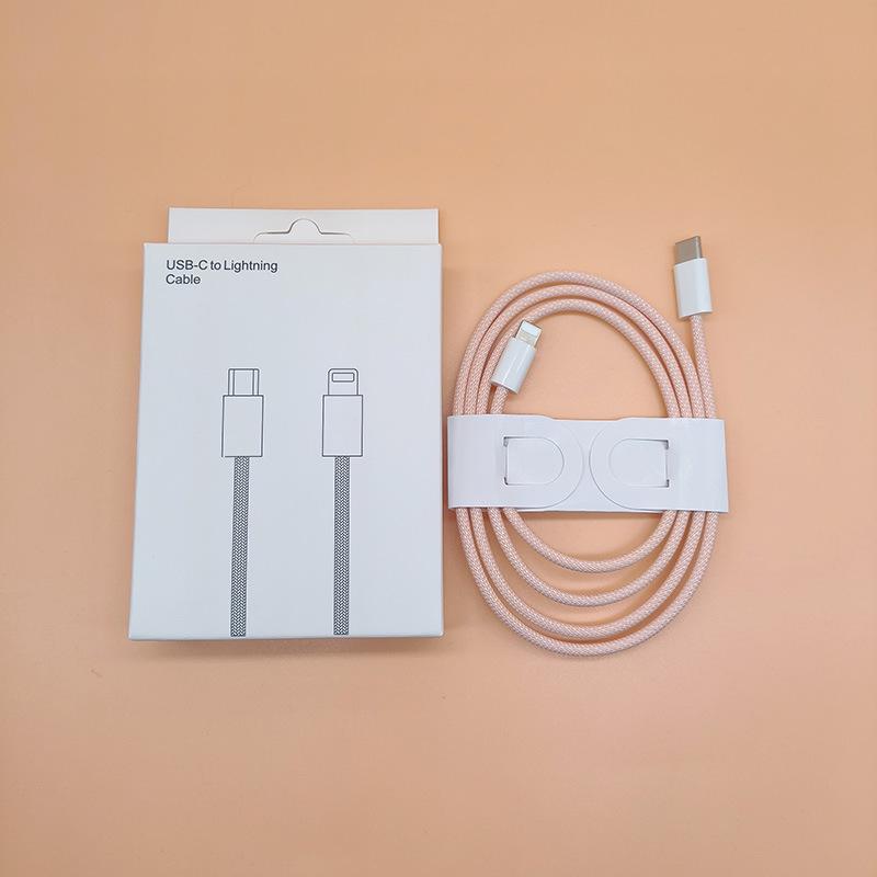 Dual-Head Type-C Male-to-Male Braided Laptop Charging Cable: 15W True PD Fast Charging Compatible.