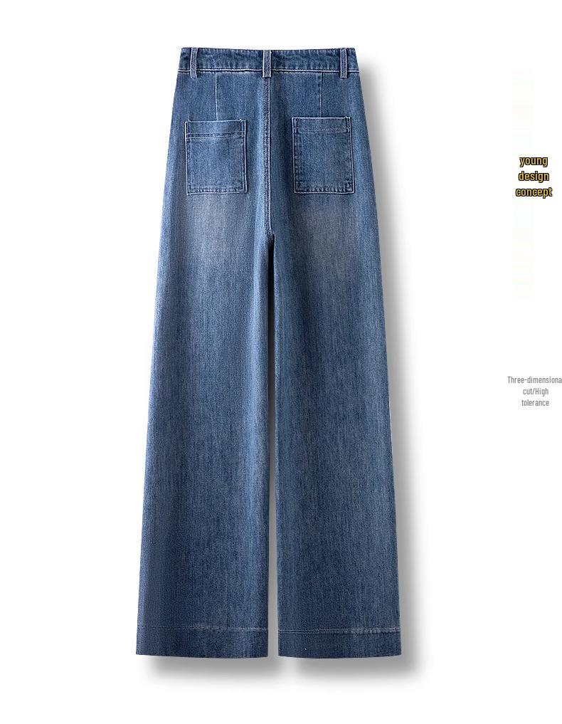 Women's 2025 High Waist Retro Wide Leg Jeans - Slimming, Loose, and Draped Straight Leg Trousers for Spring and Autumn