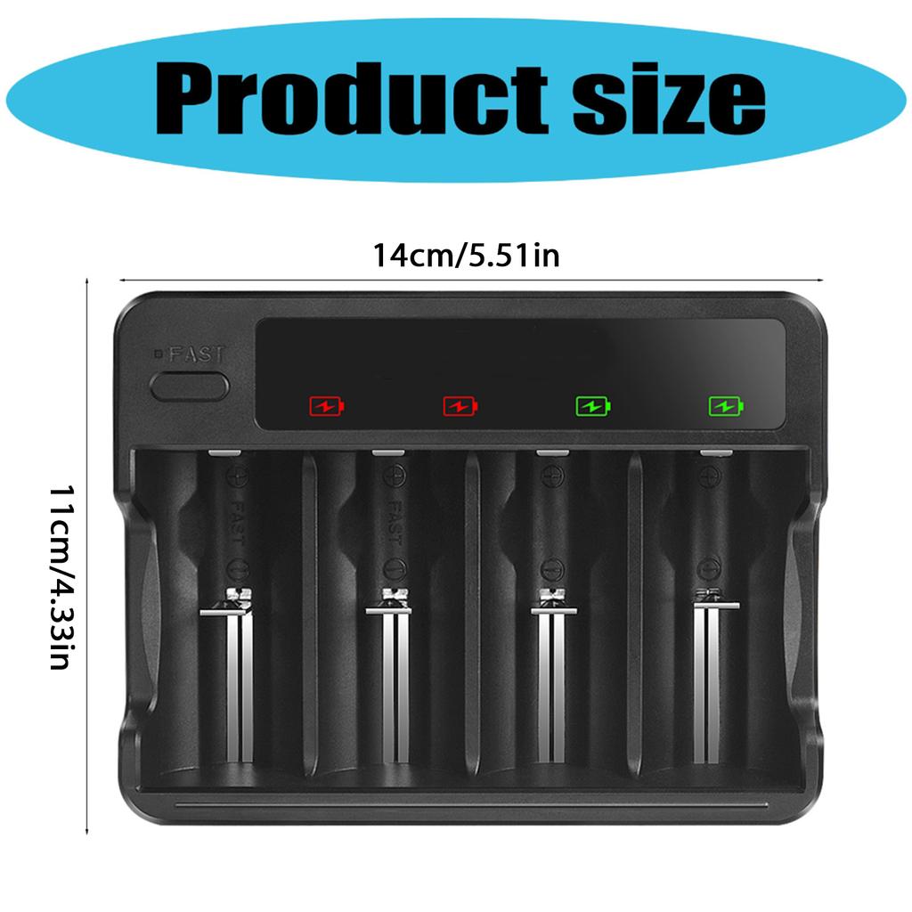 4Slots AA 3A C D Battery Charger USB Fast Charging for Ni Rechargeable Batteries Enhances Safety Features