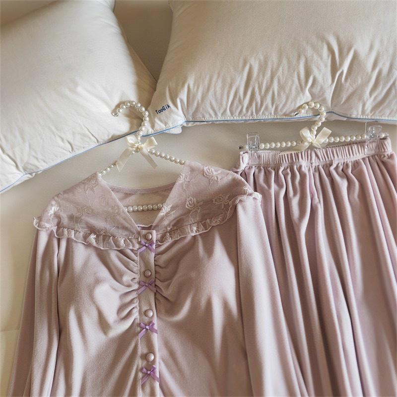 Damen Trendiger Herbst/Winter Pyjama mit Brustpolstern - Gemütliche, elegante und stilvolle Fleece-Homewear