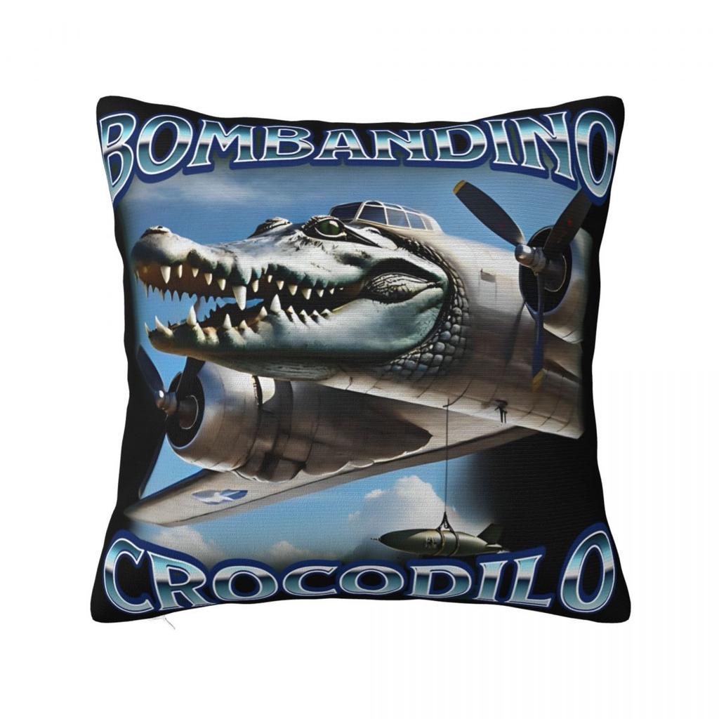 Meme Brainrot Bombardino Crocodilo Poszewka na poduszkę Pokrowiec na poduszkę Kreatywny Zamek Błyskawiczny Poszewka na poduszkę do rzucania Pokrowiec na siedzisko 45x45cm