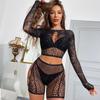Damen Hot Diamond Split Glänzend Sexy Lingerie Netz Strass Kristall Bodystocking Lingerie