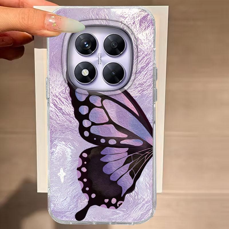 

Чехол для Redmi Note 14 Pro Plus 13 Pro 14S 14C 13C A3 Xiaomi 14T 13T Pro Чехол для телефона Фиолетовый Градиент Бабочки Для Redmi A5 Сумка Redmi A3-A3X белый