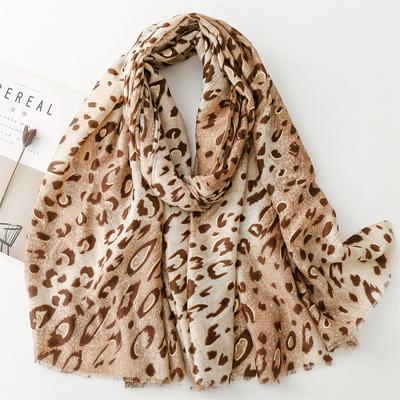 Autumn And Winter Cotton And Linen Hand Feel Scarf, Fashionable Hot Stamping Sketch Leopard Print Scarf, Warm Shawl For Women