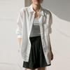 Women's 2025 Summer Tencel Sunscreen Shirt - Loose, Breathable, Solid Color with Slim Long Sleeves and Lapel Design