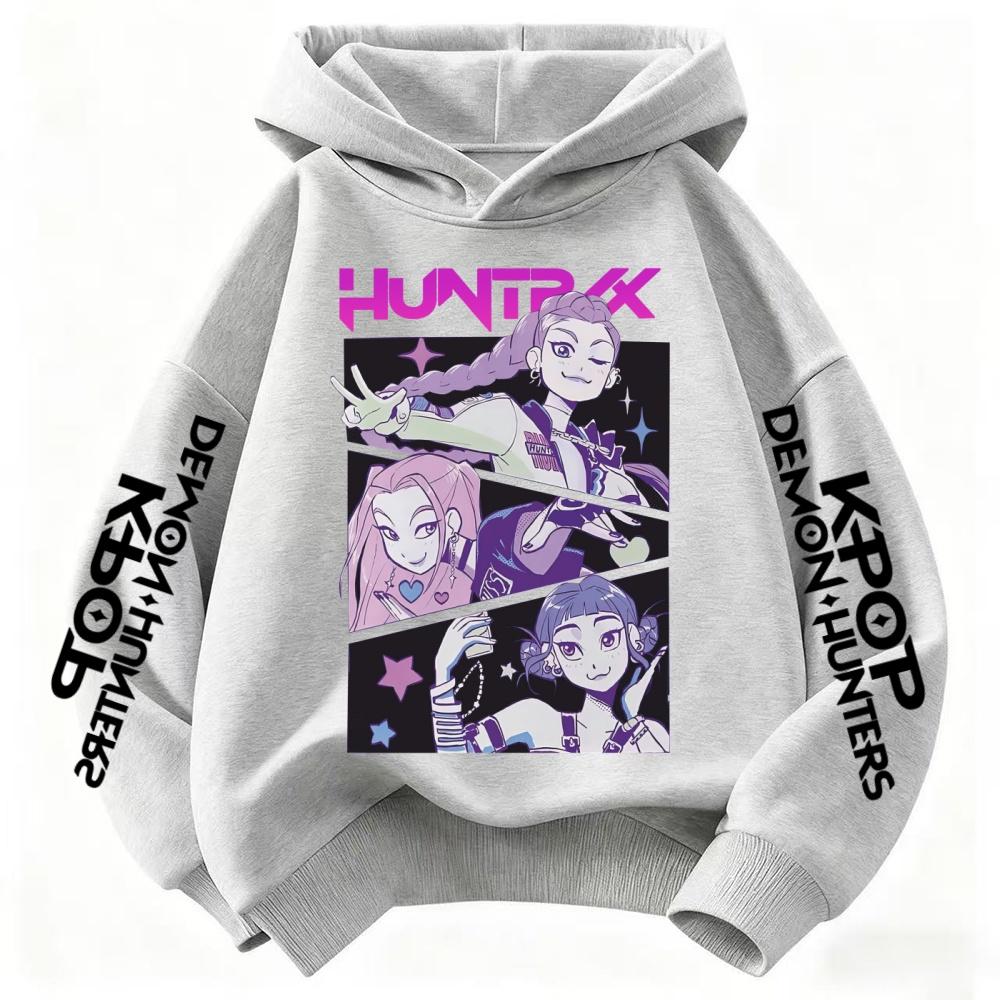KPop Demon Hunter Rumi Cartoon Girls Boy Hooded Sweatshirt Warm Children's Korean Wave Fashion Casual Tops Clothing