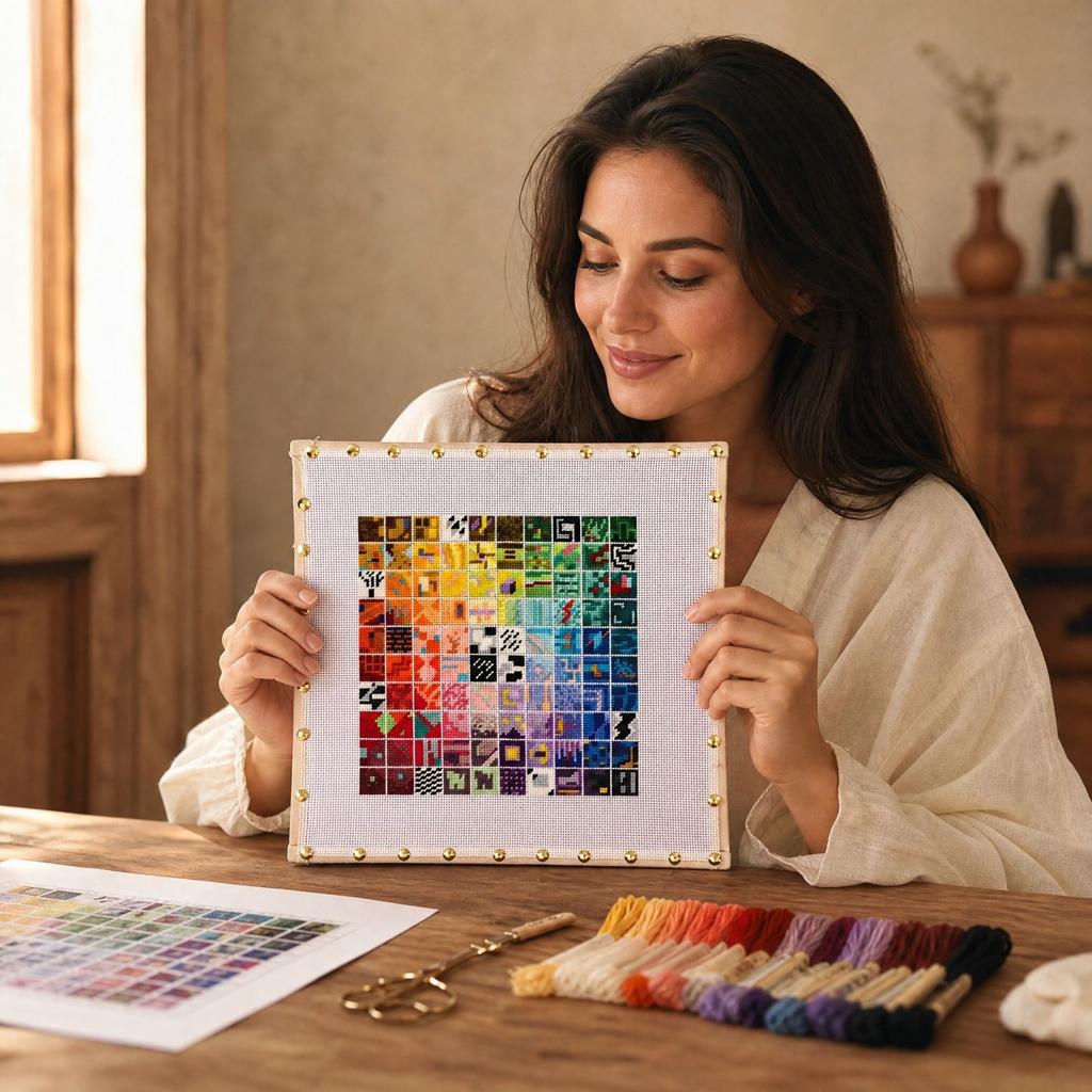 Cross Kit - DIY Needlework Embroidery Set with Colorful Pattern