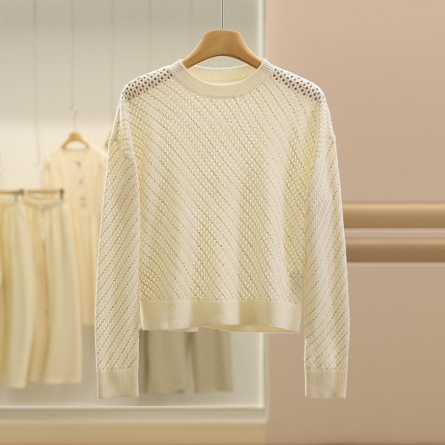 

Bessini Women s Sweater - Autumn 2025 Collection: Stylish Hollow Knit with Hot Drill Design XS белый