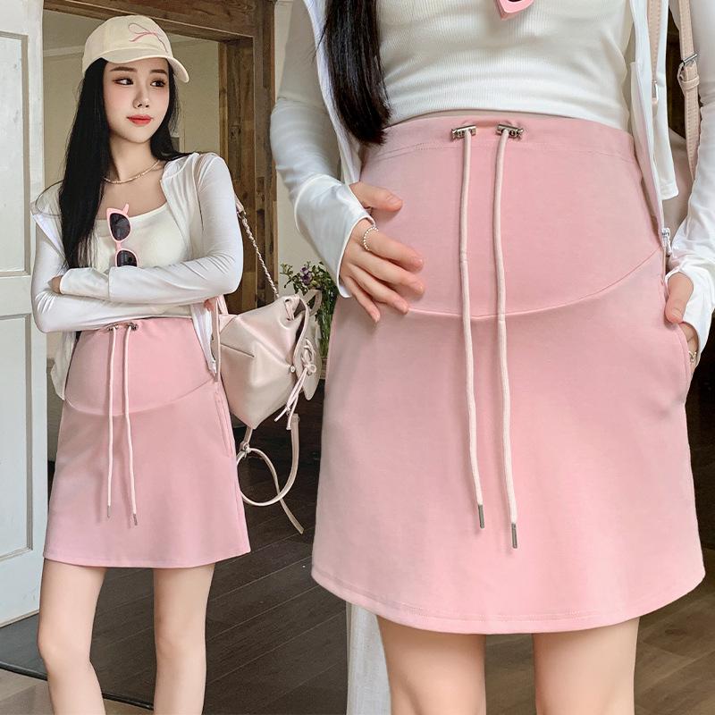 Sweet & Spicy Maternity A-Line Midi Skirt: Petite, Versatile, Tummy Support, Hip-Hugging Summer Style 2XL