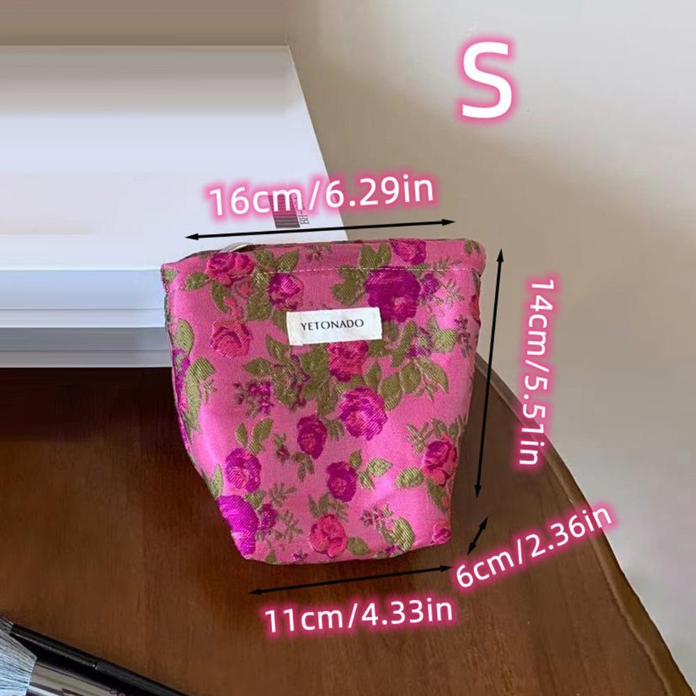 

Polyester Canvas Flower Clutch Bag Large Capacity Zipper Closure Cosmetic Storage Pouch Portable Flower Pattern