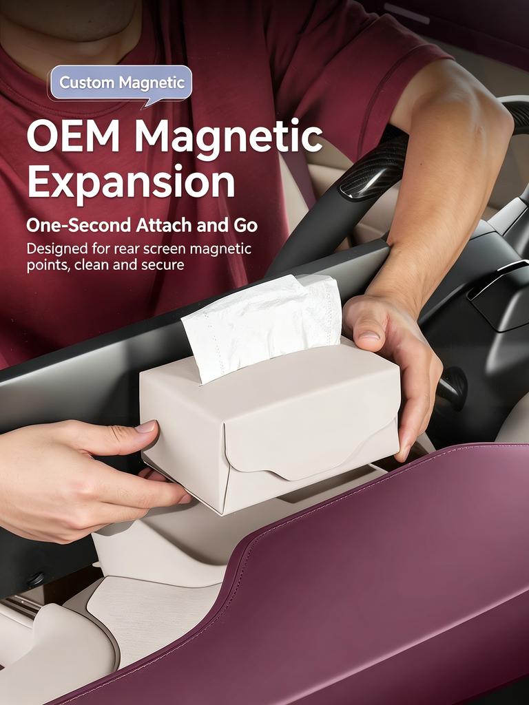 For Xiaomi YU7 Car Tissue Box Firm Magnetic Screen Behind the Scenes Tissue Pack Leather Car interior Accessories