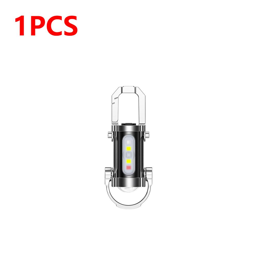 1-5PCS LED COB Flashlight USB Rechargeable Torch Aluminum Alloy Keychain Lamp Portable Pocket Outdoor Camping Working Lantern