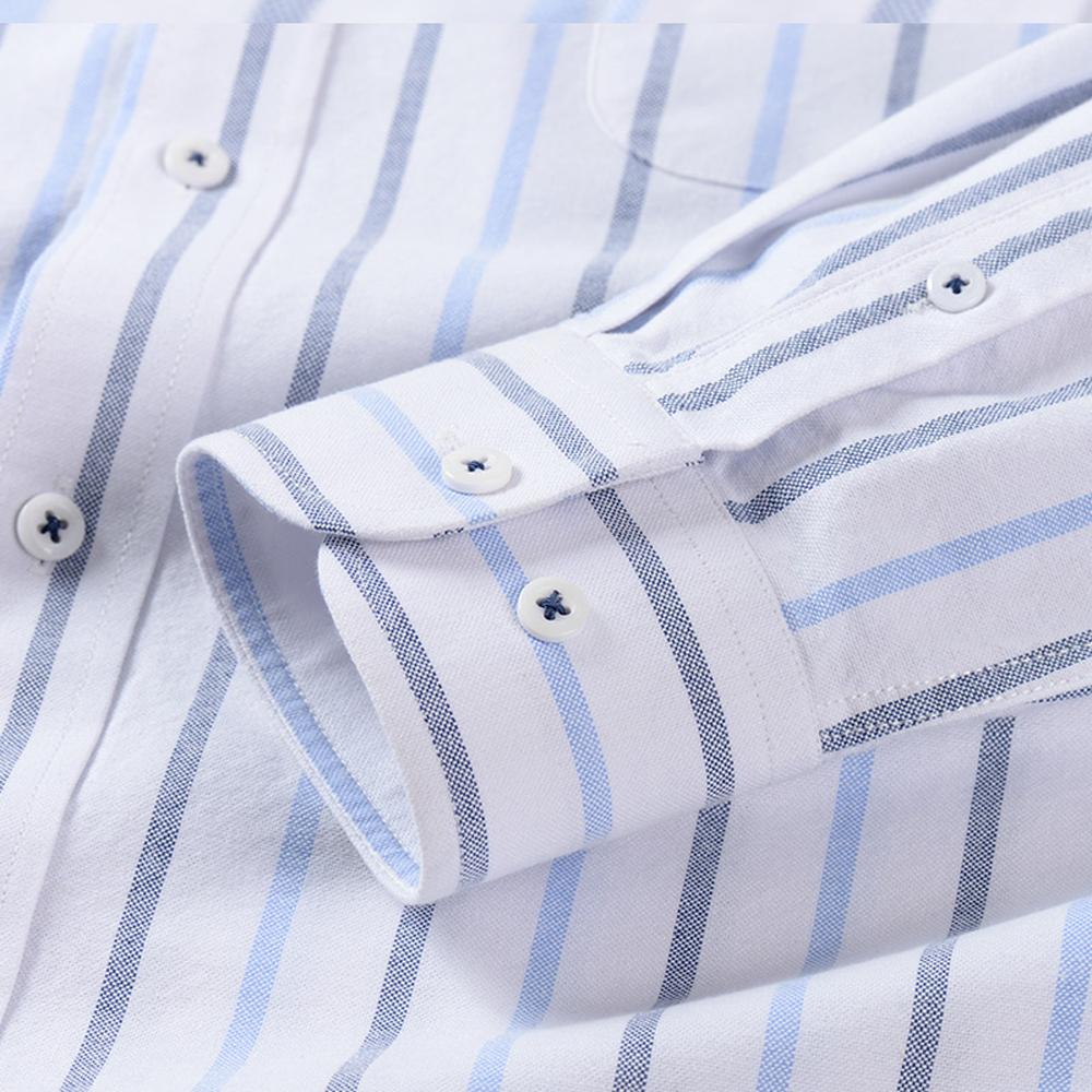 Herren Langarm Oxford Button-Down Hemden Freizeitkleidhemd für Herren Bequem 100% Baumwolle Mehrere Karomuster/Gestreift Herrenbekleidung