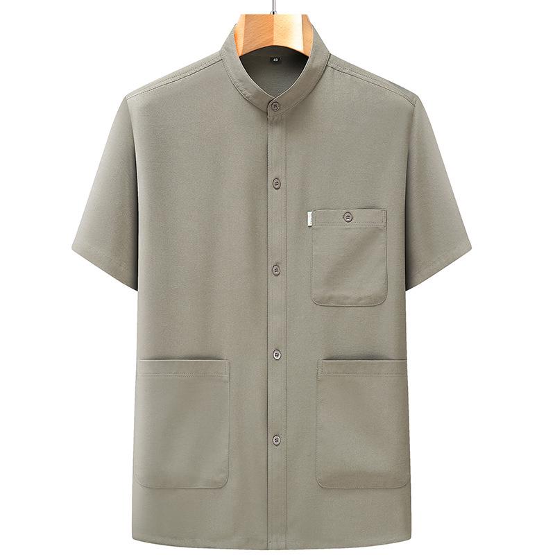 Pánská letní košile s krátkým rukávem a stojáčkem a šortky pro seniory