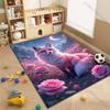 Fuchsblumen mondheller Nacht Teppich für Wohnzimmer Schlafzimmer Sofa Heimdekoration Rus Rutschfeste Bodenmatte Luxusgeschenk Mehrere Größen