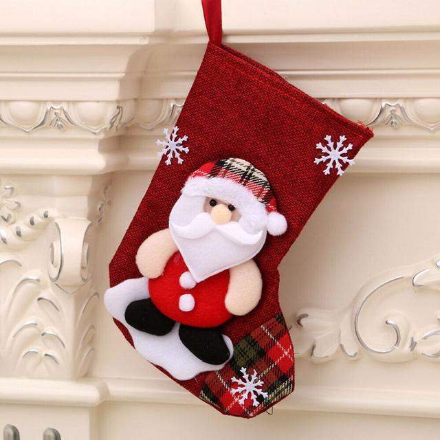 New Christmas Gift Stockings Santa Elk Fabric Gift Socks Christmas Lovely Bag for Children Fireplace Tree Christmas Decoration