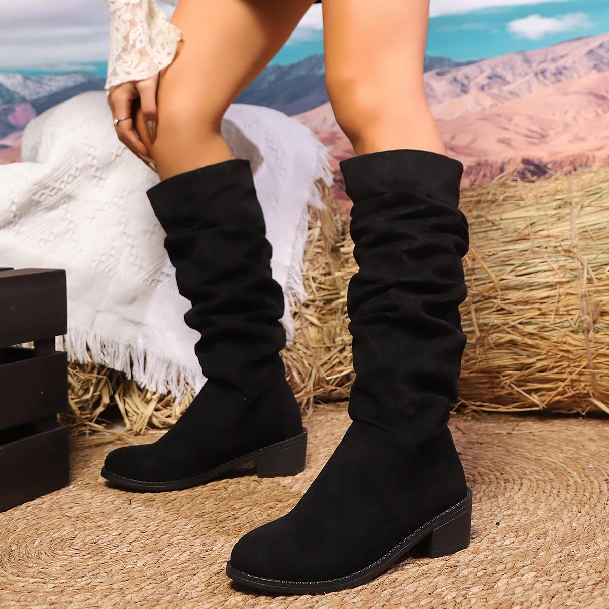 

Модные женские ботинки из плотного хлопка с круглым носком, толстой подошвой, леопардовым принтом, задней молнией, нескользящие, ботфорты до колена 35