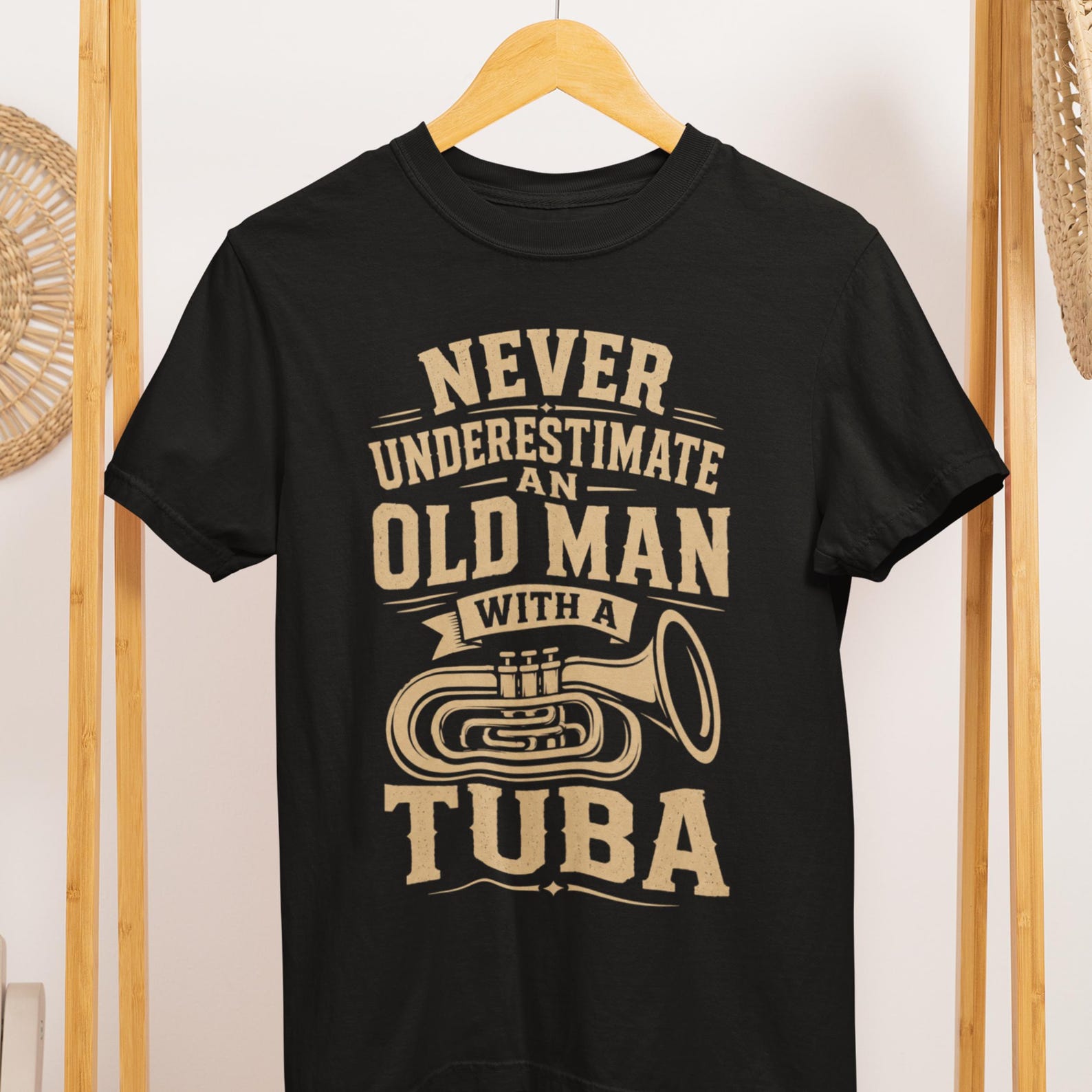 Funny Old Man Tuba Player Shirt, Brass Band Music Gift, Comfort Colors Tee L