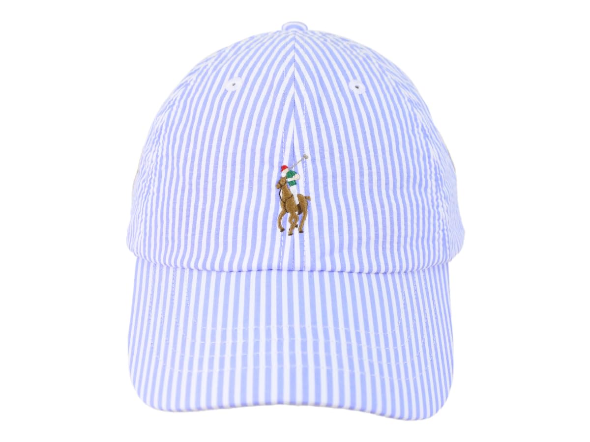 

(ПОЛО Ральф Лорен) POLO Ralph Lauren Мужская Женская Кепка с полоской из сирсакера, с вышивкой в виде пони 01080216 СИНИЙ [Б/у]