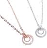 [Your and My Jewelry Box] SV925 Circle Motif Cubic Zirconia Diamond Double Strand Necklace [Gift Wrapped] (Silver)