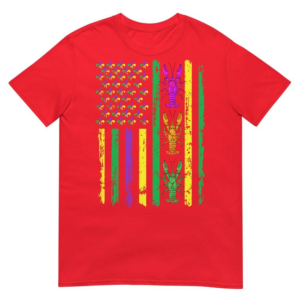 Carnival Mardi Gras Usa American Flag Crawfish Parade Outfit TShirt S