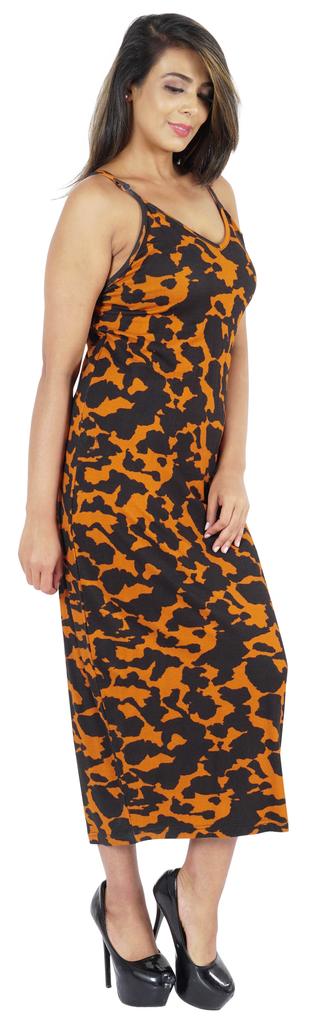 Inkmeso Printed V Neck Maxi Bodycon Dress For Womens Sexy Spaghetti Strap