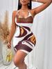 European and American Women's Backless Print Spaghetti Strap Dress