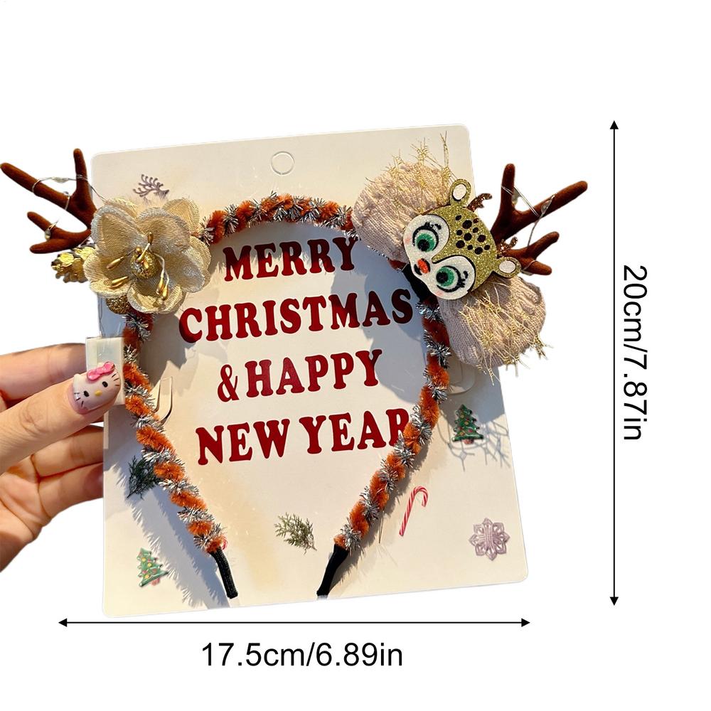 Pet Christmas Headband Elastic Light Up Dog Headband Light Up Reindeer Pet Hairbands For Holiday Festival Photo Props Party
