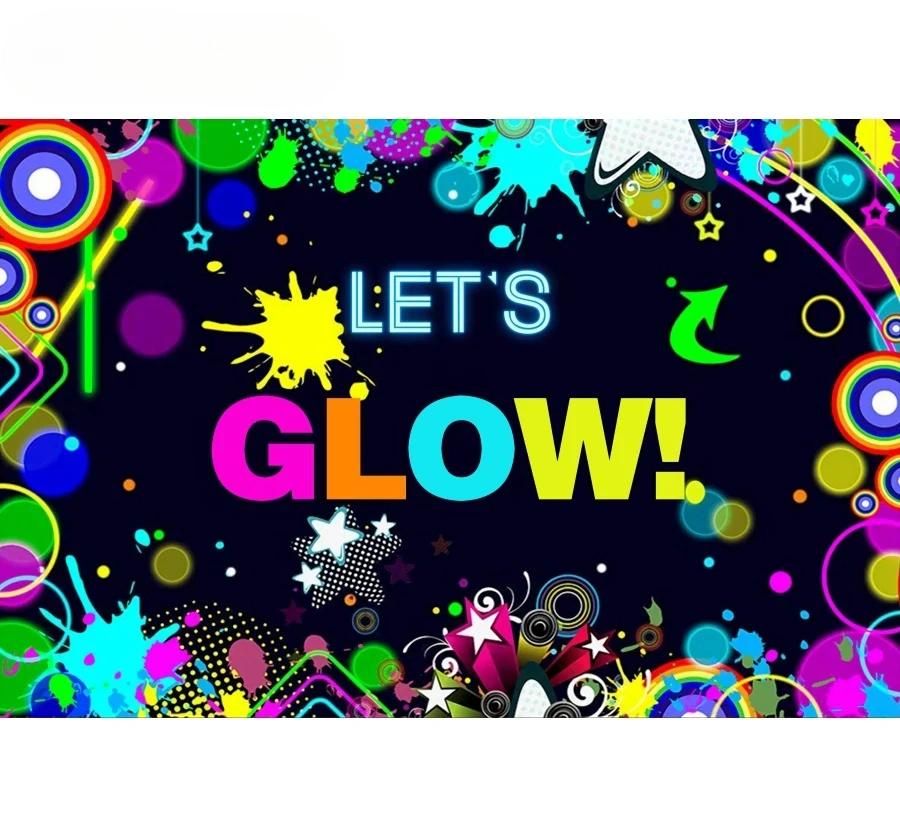 Splashing Graffiti Glow Wall Backdrop  HipHop Theme Happy Birthday Party Photography Background BannerTapestry