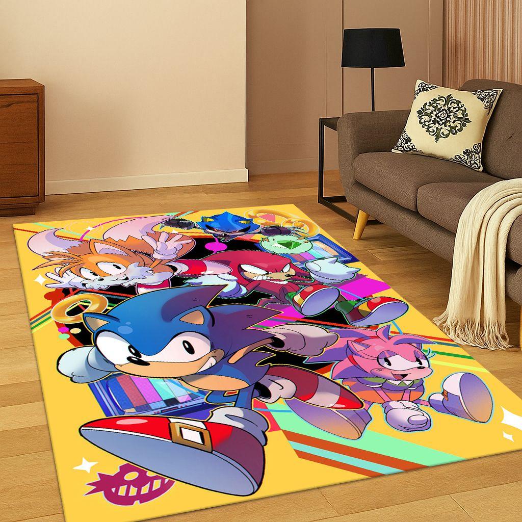 Klasyczny dywanik S-Sonic Game Kreskówkowy Jeż do Sypialni Salonu Kanapy Wystroju Domu, Dywanik dla Dzieci Mata Podłogowa Antypoślizgowa Prezent