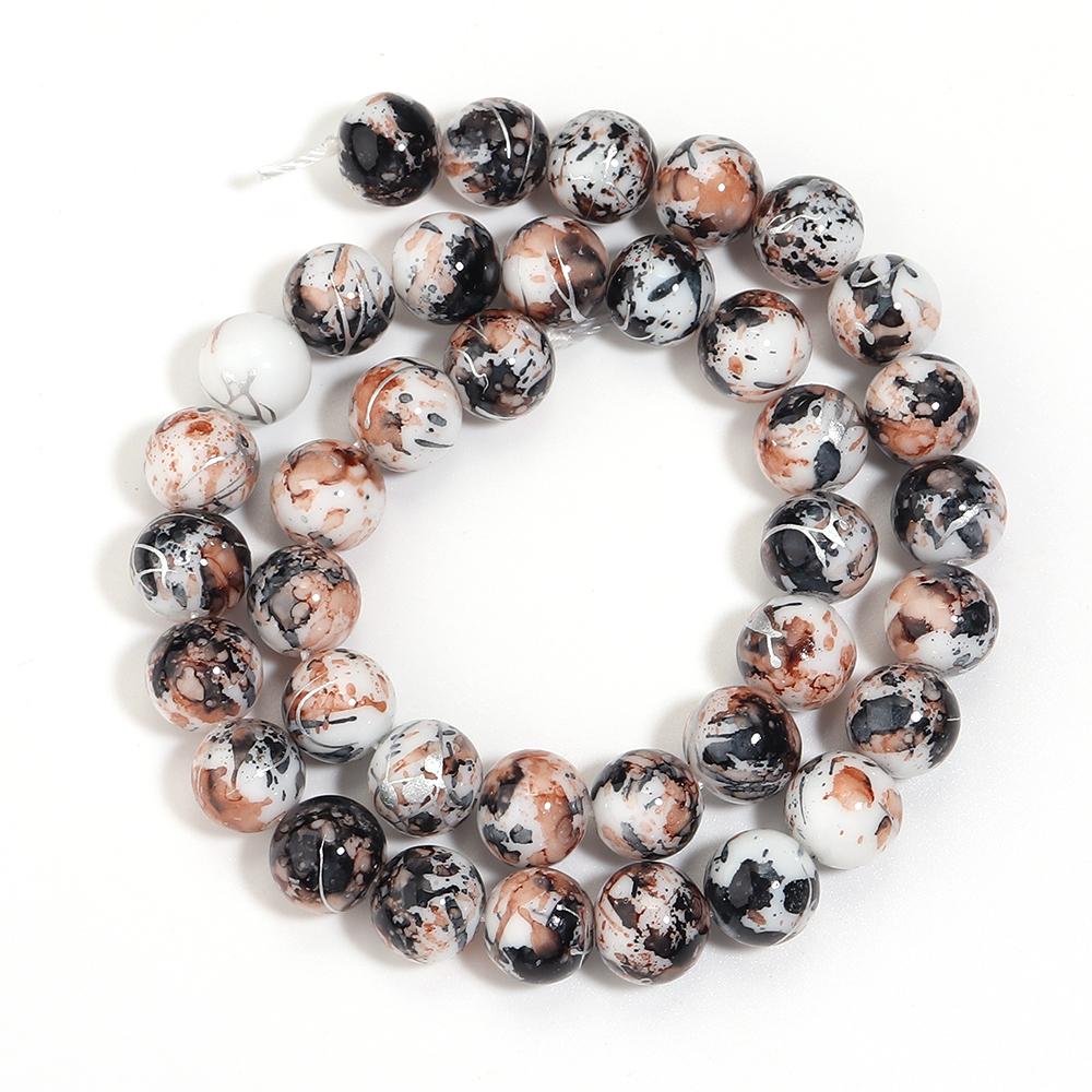 1 Strand 6/8/10/12mm Black Brown Glass Beads Round Loose Spacer Bead For Jewelry Making DIY Crafts Bracelet Necklace Accessories