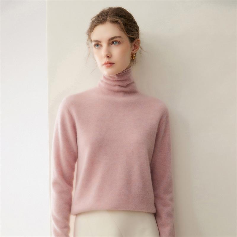Women's Slim-Fit 100% Cashmere Turtleneck Sweater - Versatile Autumn/Winter Knitwear