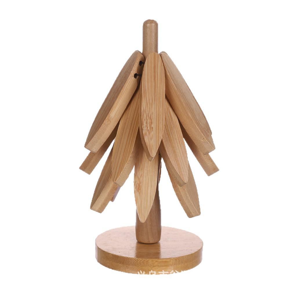 Bambu Noel Ağacı Isı Yalıtımlı Masa Altlığı Bardak Altlığı