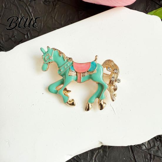 Colorful Animal Brooch Horse Multi-Color Enamel Edges Cartoon Design