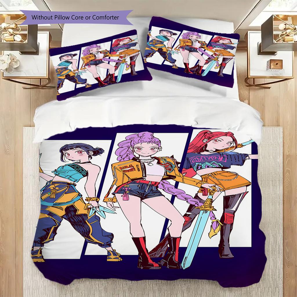K-pop Devil Hunter Panel Comics bedding, duvet cover, pillowcase, home decoration, birthday gift (1 * duvet cover+2 * pillowcase, coreless)