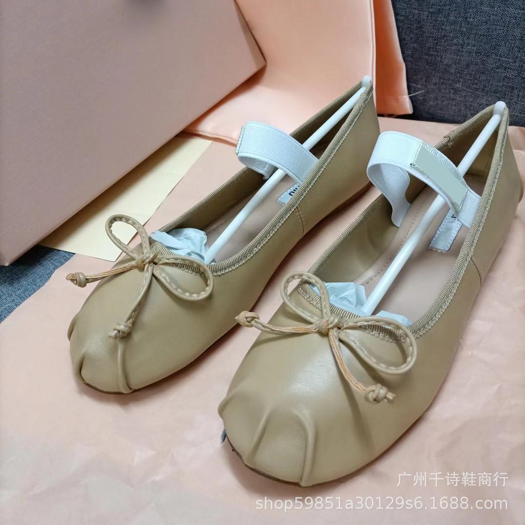 High Version Miu Bow Ballet Flats Women Versatile Mary Jane Shallow Mouth Flat Shoes Women