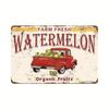 Vintage Farm Fresh Watermelon Metal Sign, Rustic Farmhouse Wall Decor, Weather-Resistant Indoor Outdoor