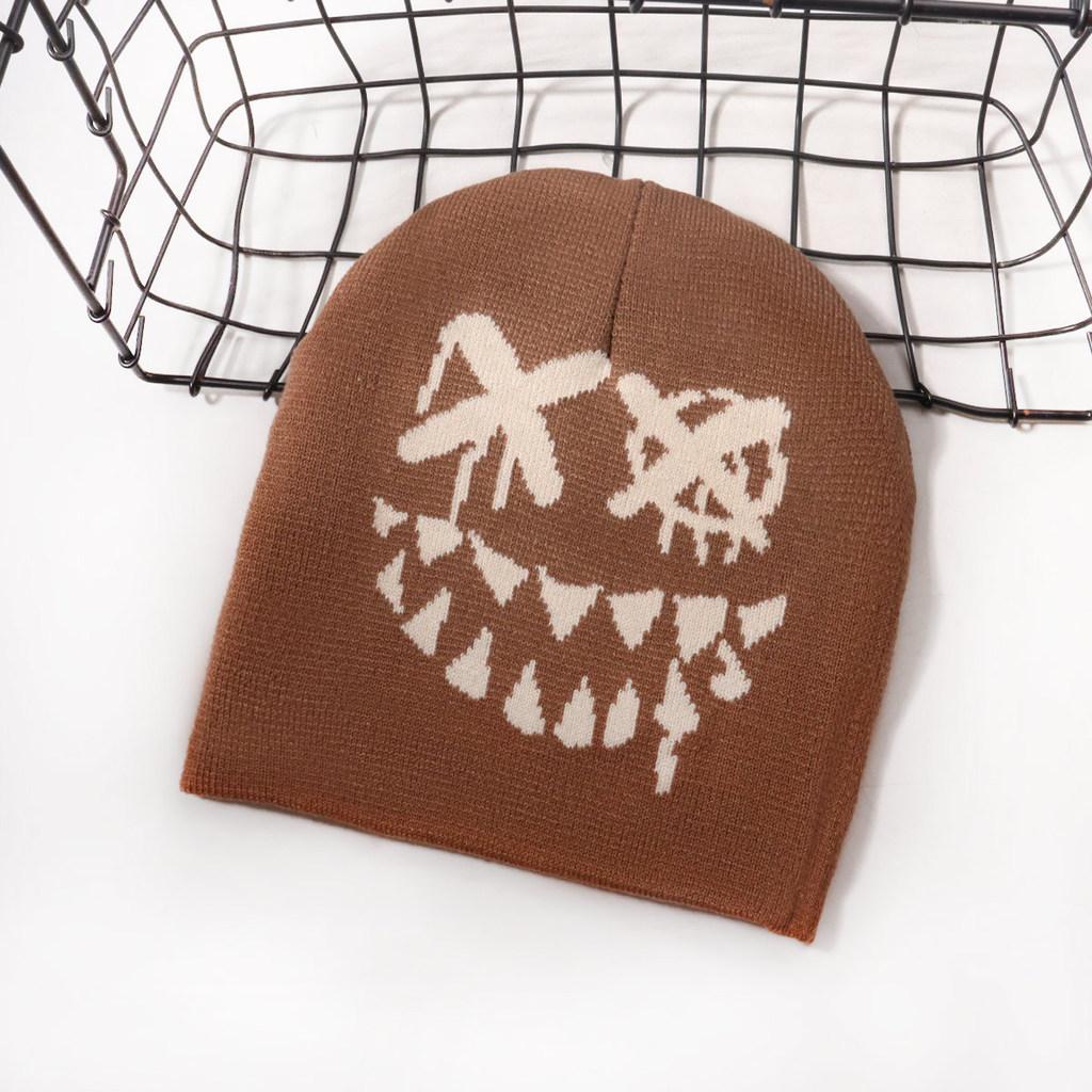 Halloween Kürbis Totenkopf Strickmütze Für Streetwear Und Lässige Winterwärme
