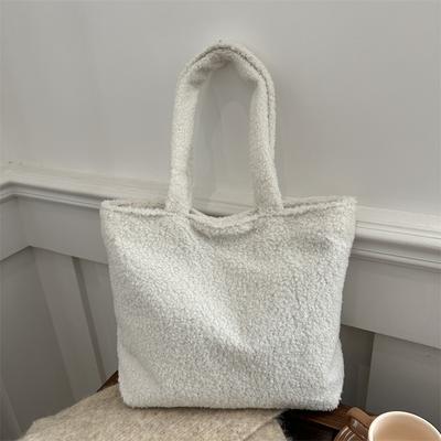 Casual Simple Autumn And Winter Plush Handbag Tote Bag Hand Carry Vegetable Basket Fashion Hand Carry Women'S Bag